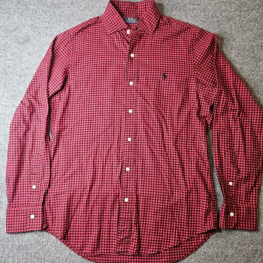Polo Ralph Lauren‎ Men's Longsleeve Button Up Shirt Size Small Red Black Check